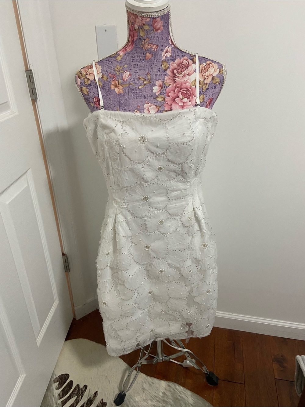 Sam Edelman white floral lace strapless dress 8 NWT